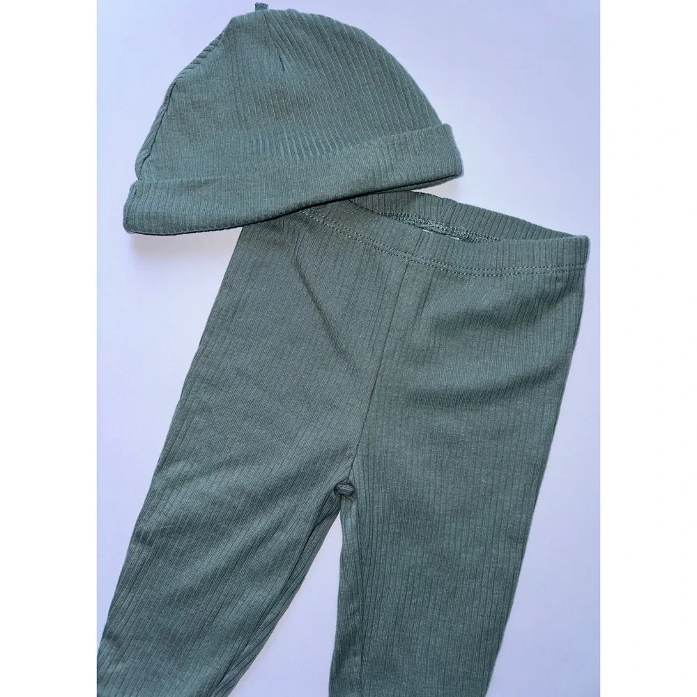 Carter's Baby Sage Green Ribbed 2 Pc Hat & Pant Set Size‎ 9mo